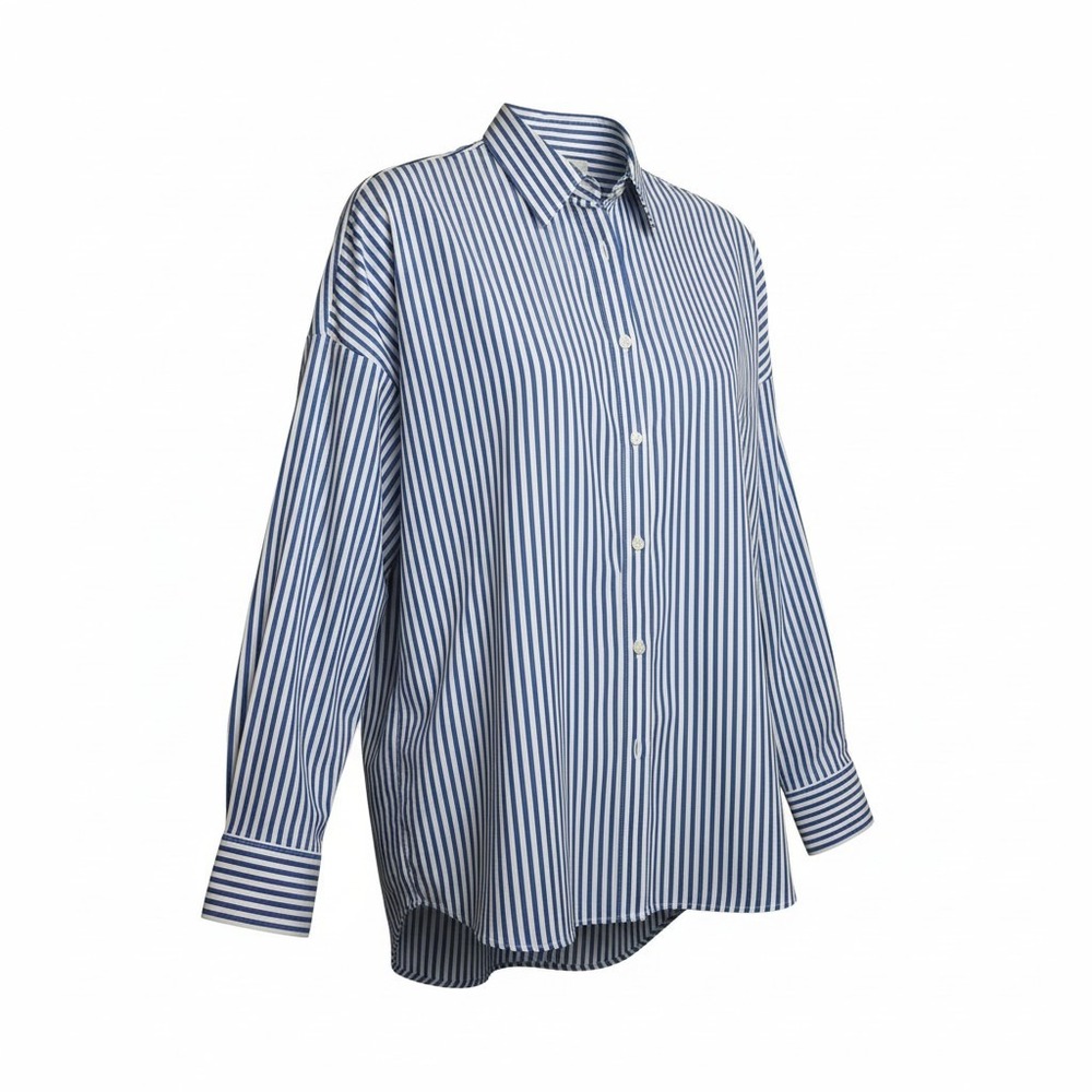 LE SARTE PETTEGOLE Striped Button Down Shirt Blue White Women's size 6 NWT $290 - Picture 4 of 9